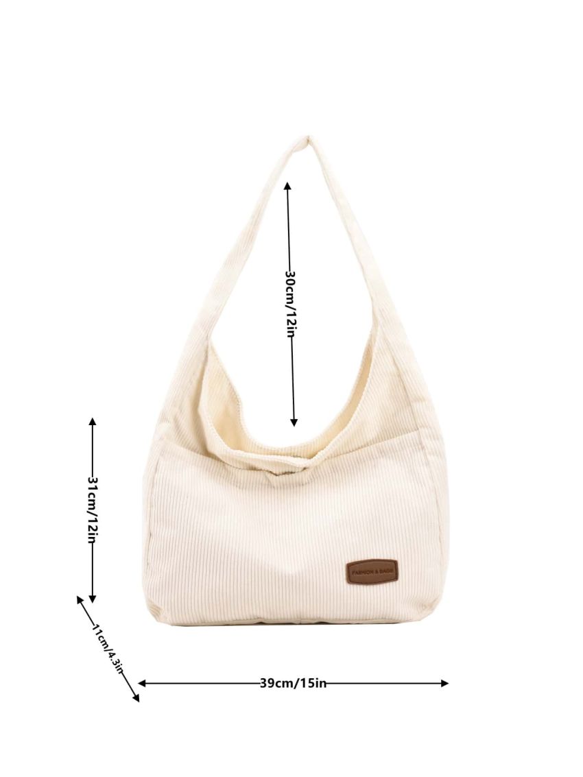 Letter Patch Decor Large Capacity Hobo Bag