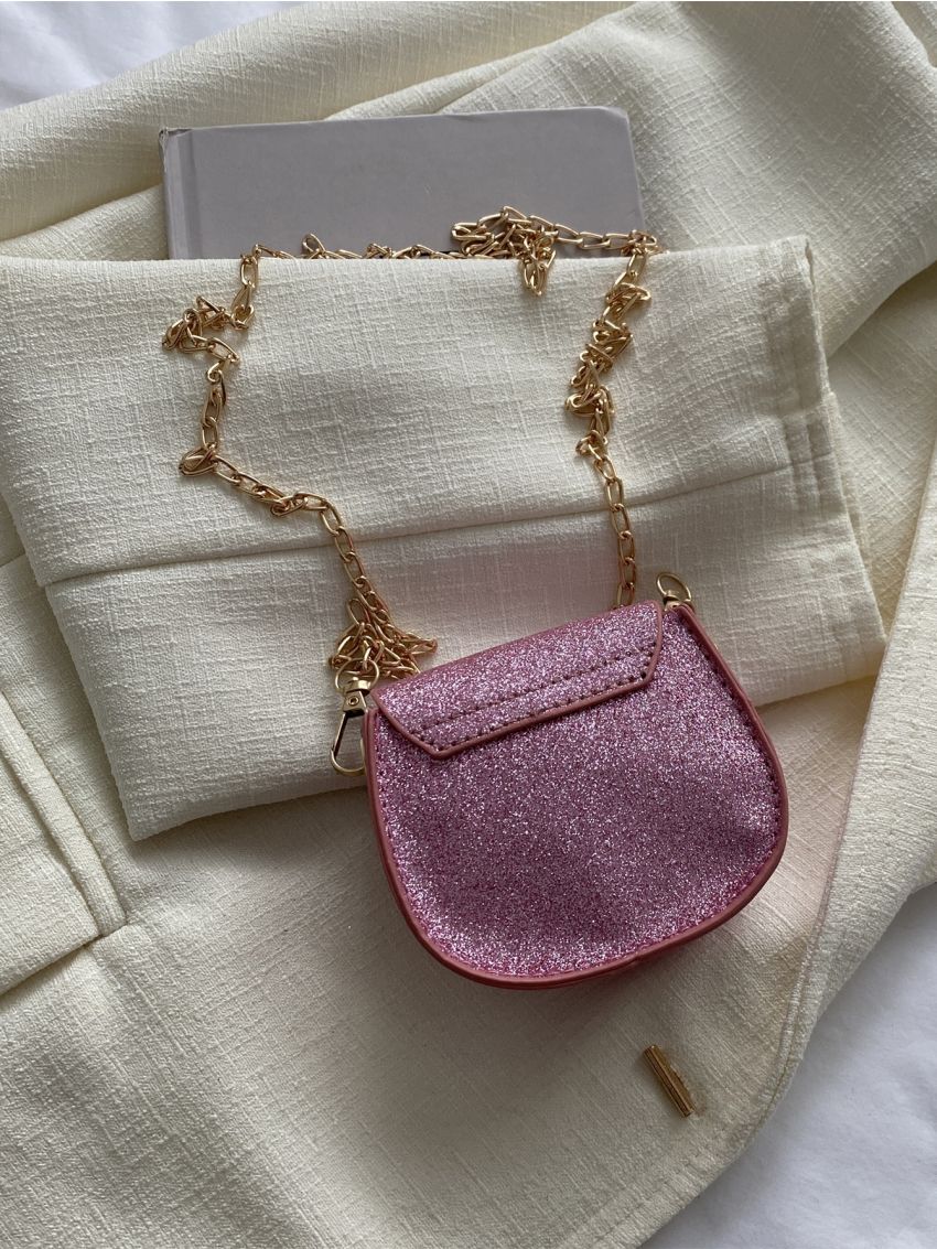 Mini Glitter Flap Chain Saddle Bag