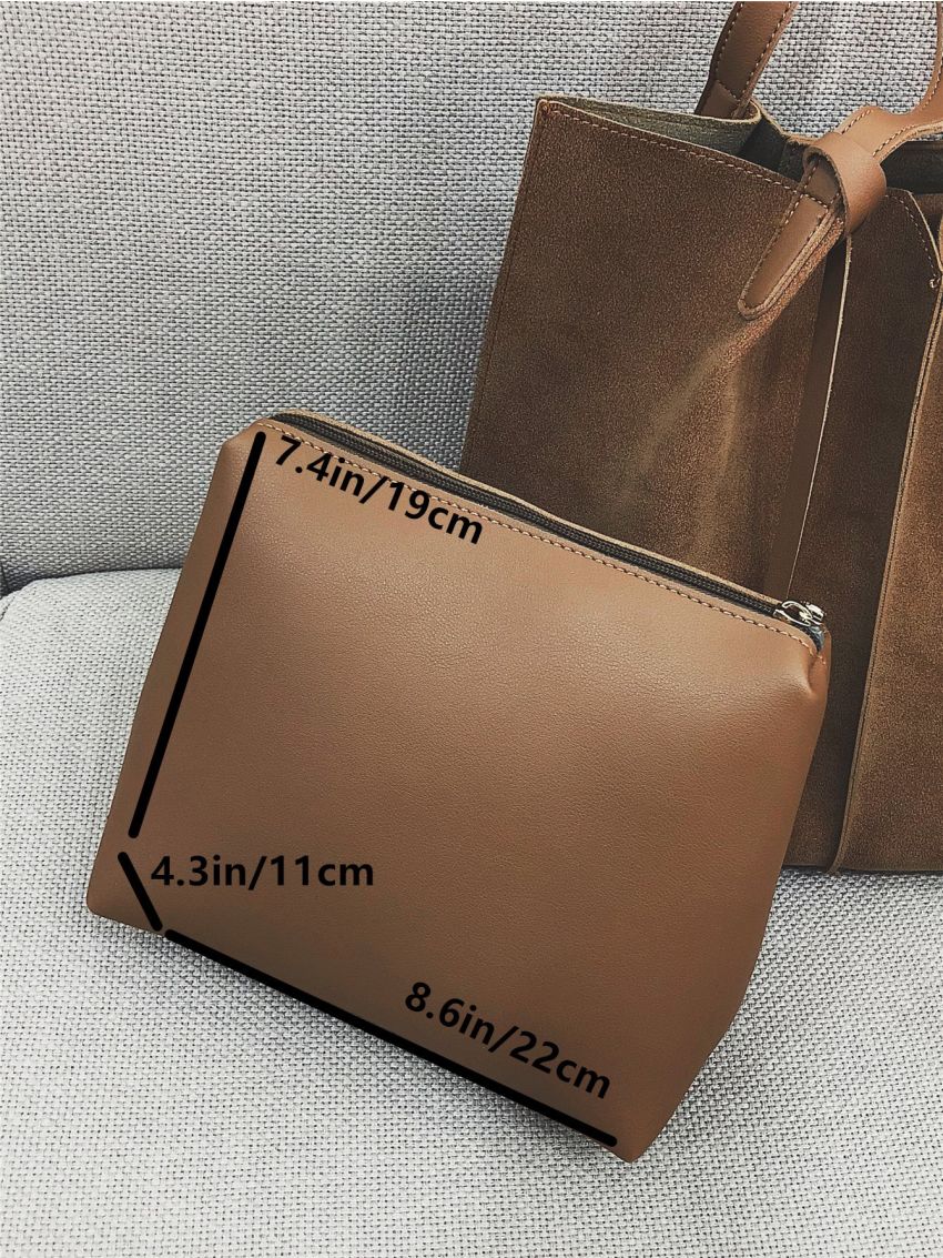 Minimalist Shoulder Tote Bag With Inner Pouch