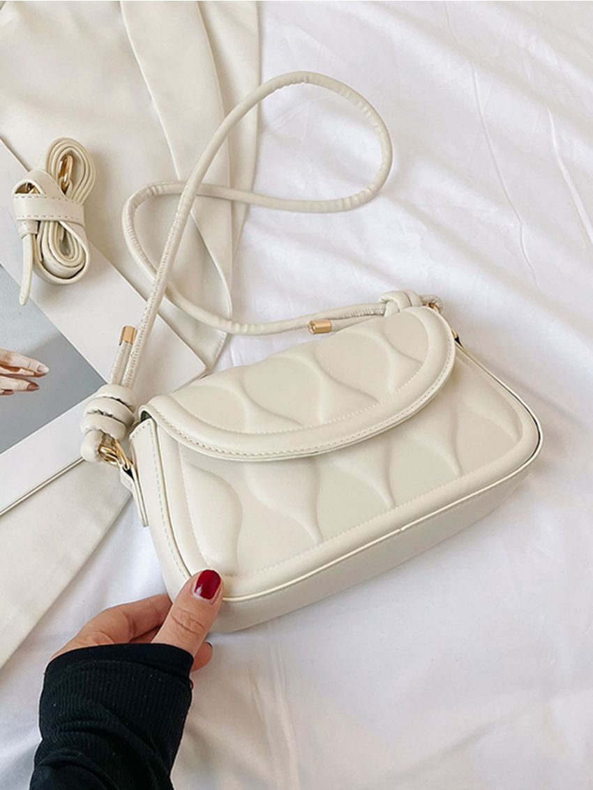 Geometric Embossed Flap Square Bag