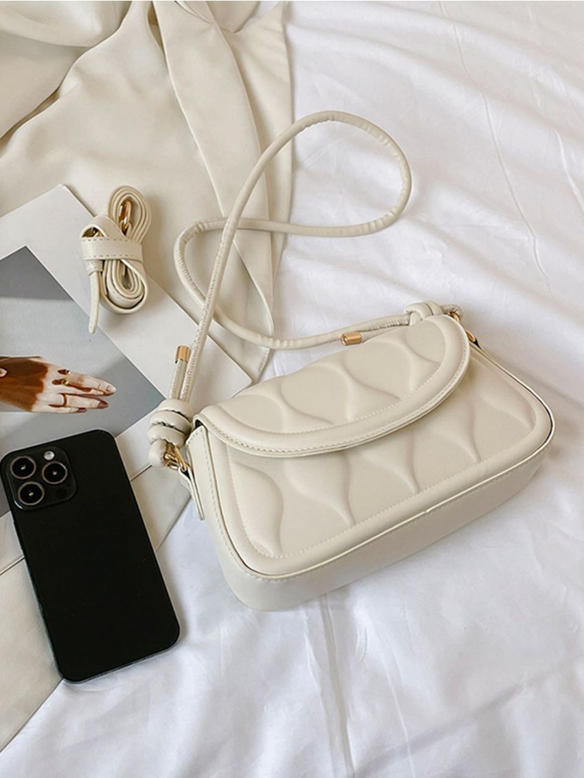 Geometric Embossed Flap Square Bag