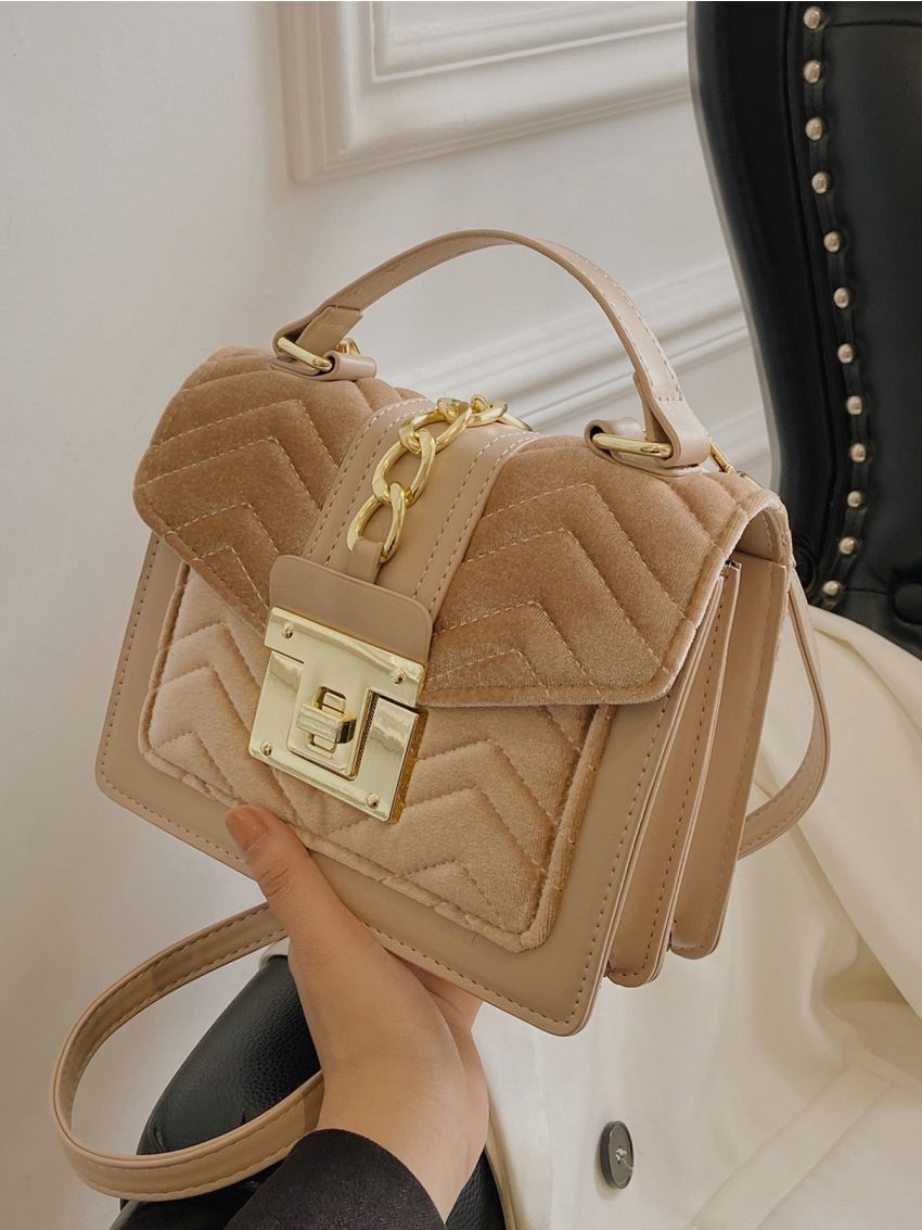 Chevron Quilted Flap Square Bag