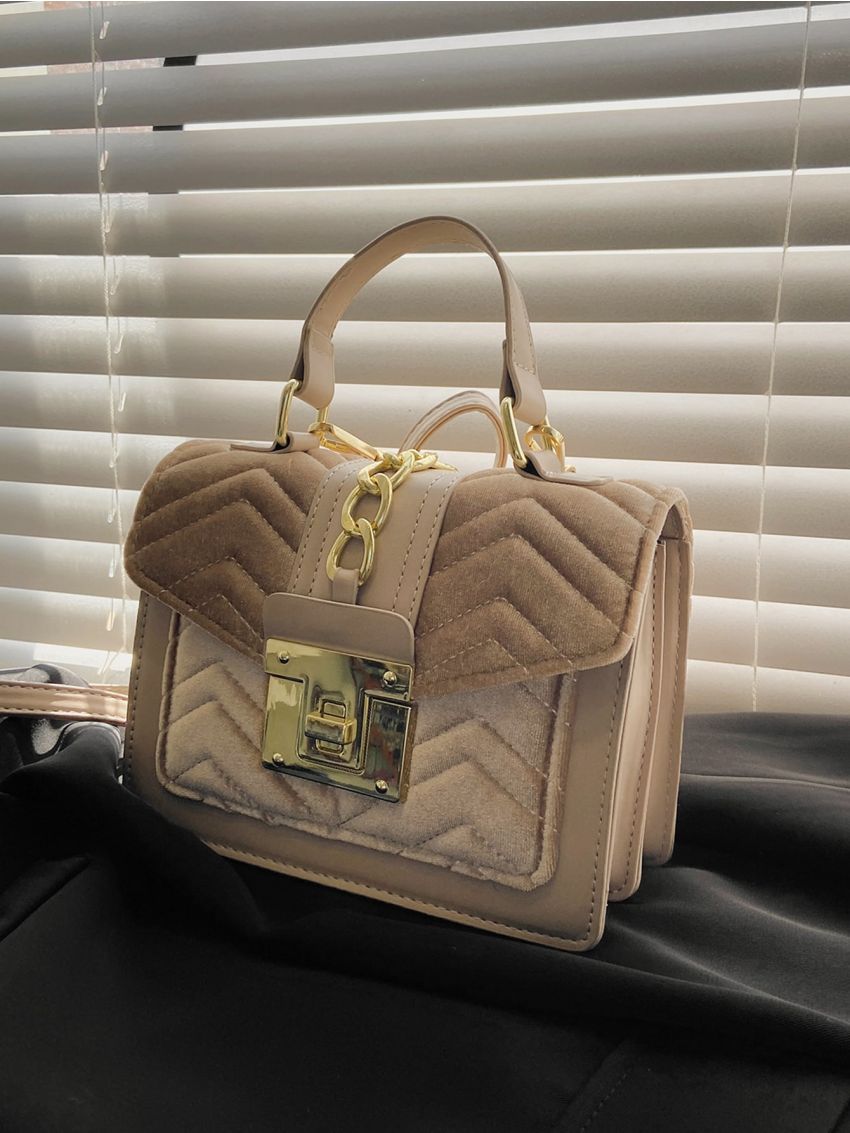 Chevron Quilted Flap Square Bag
