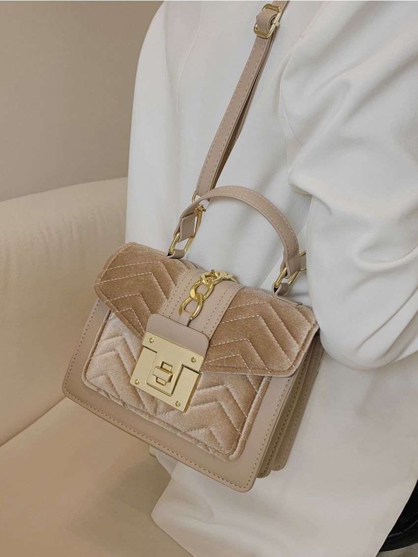 Chevron Quilted Flap Square Bag