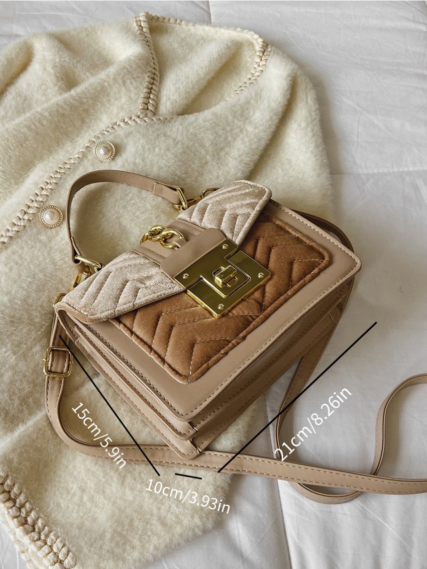 Chevron Quilted Flap Square Bag