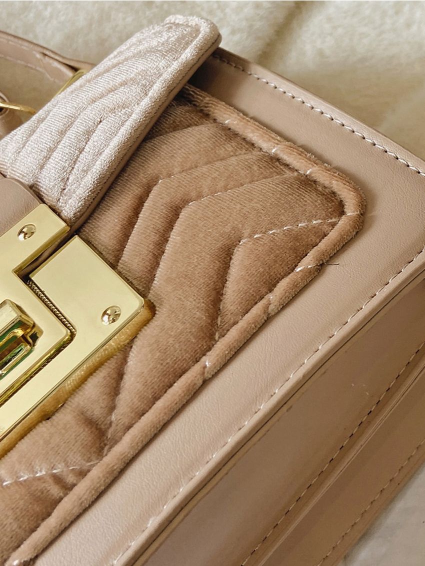 Chevron Quilted Flap Square Bag