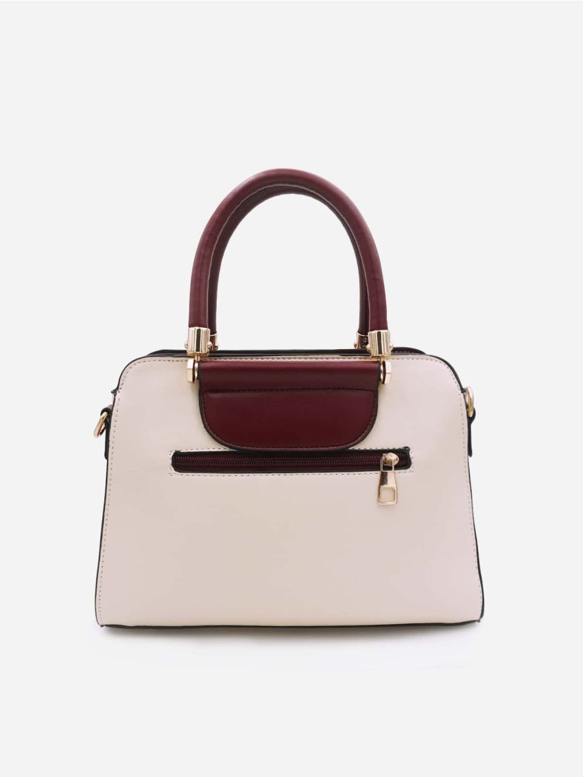 Letter Decor Double Handle Square Bag