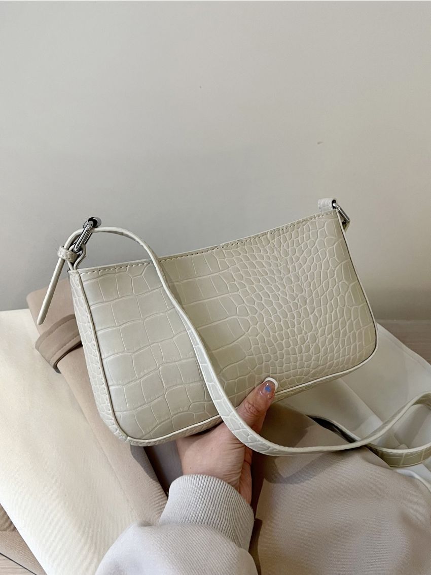 Crocodile Embossed Square Bag