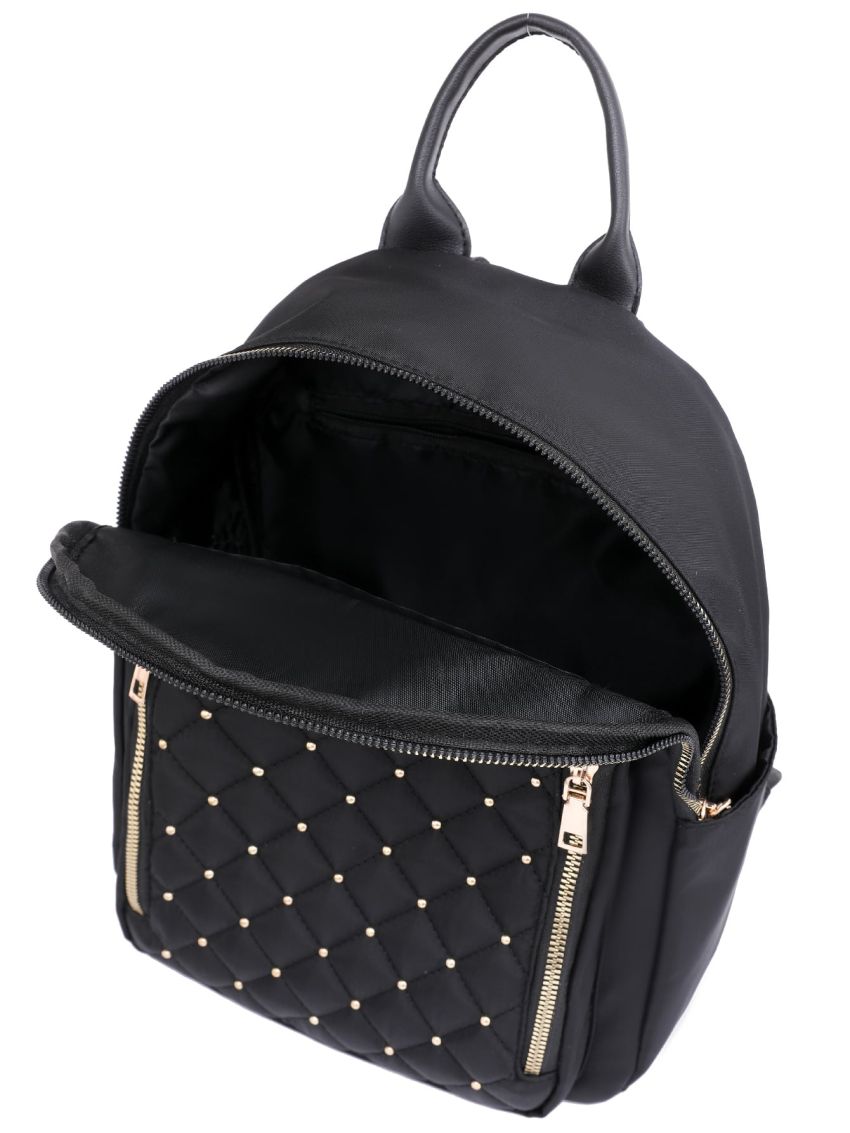 Quilted Studded Decor Functional Backpack