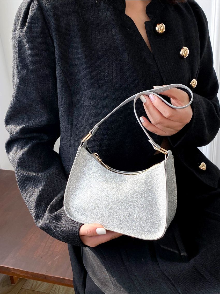 Mini Glitter Zipper Hobo Bag