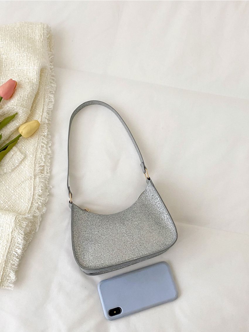 Mini Glitter Zipper Hobo Bag