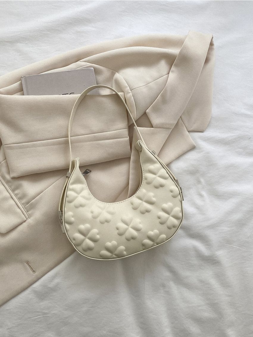 Embossed Detail Hobo Bag