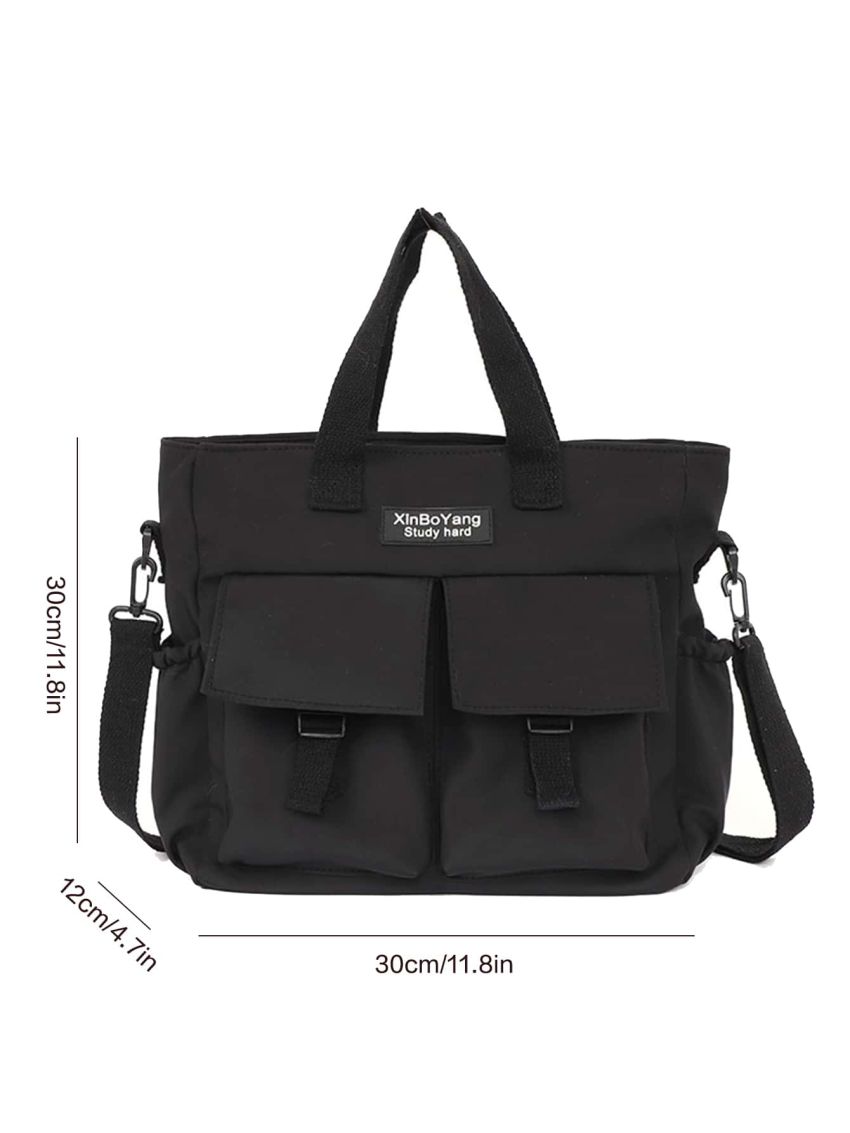 Letter Patch Decor Shopper Bag