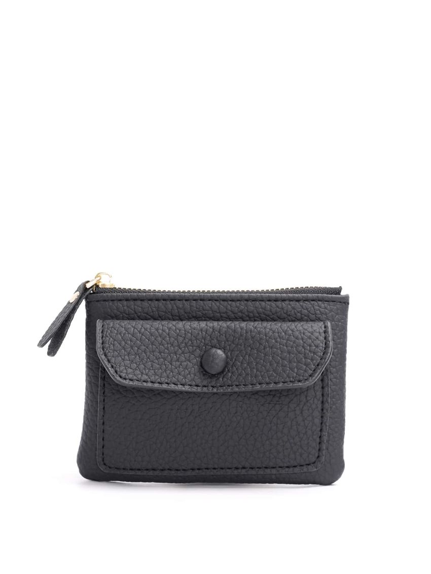 Litchi Embossed Snap Button Coin Purse