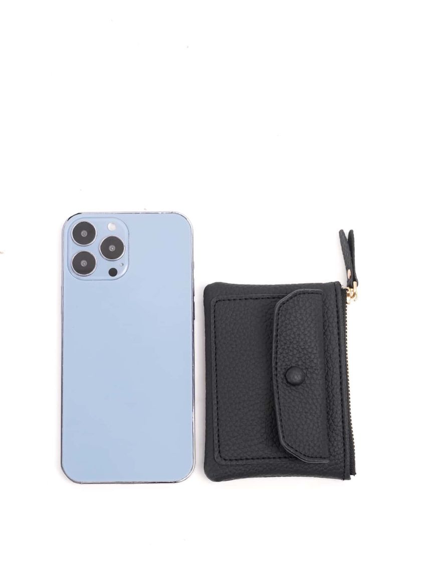 Litchi Embossed Snap Button Coin Purse