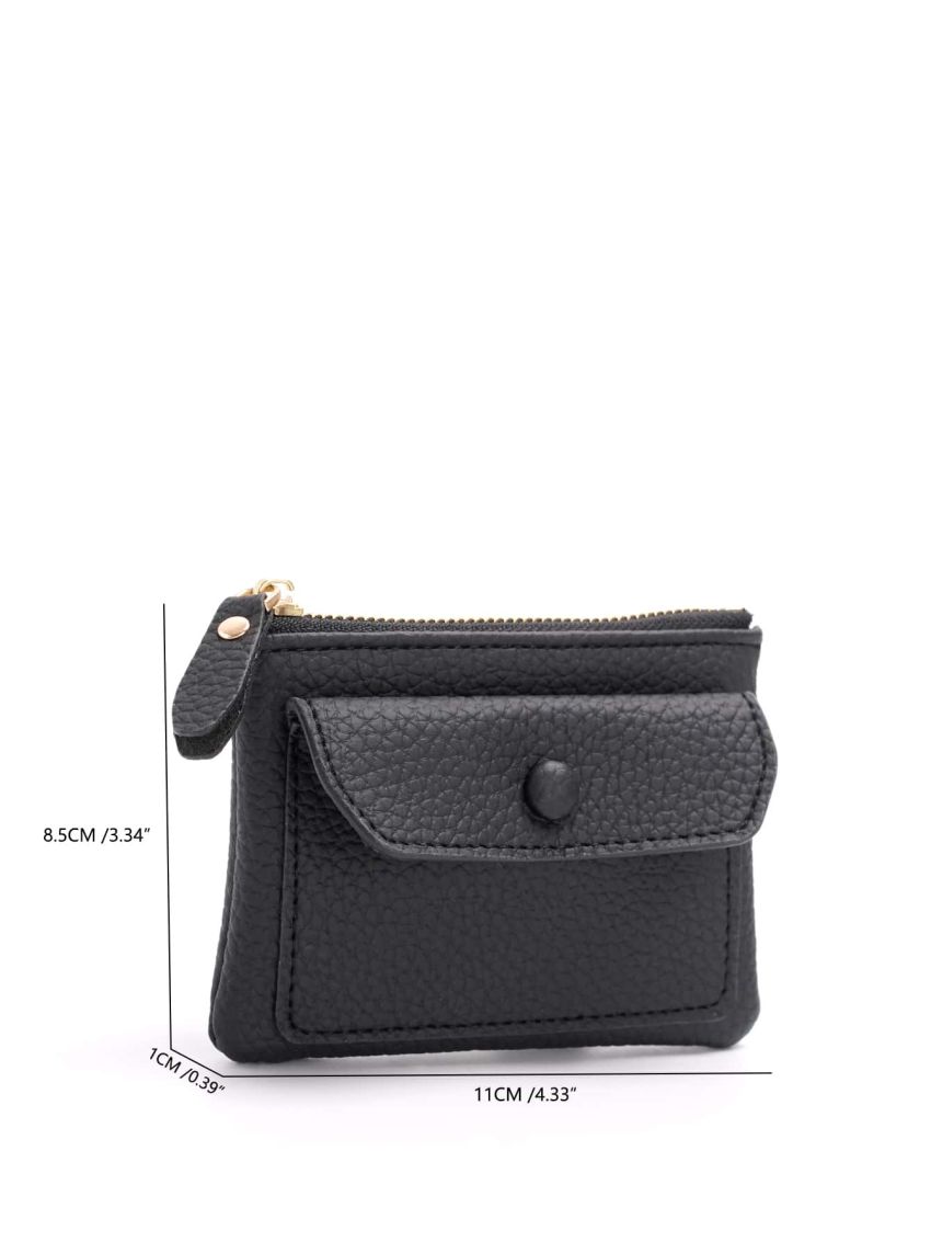 Litchi Embossed Snap Button Coin Purse