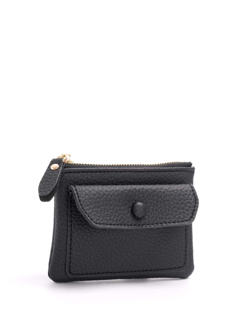 Litchi Embossed Snap Button Coin Purse