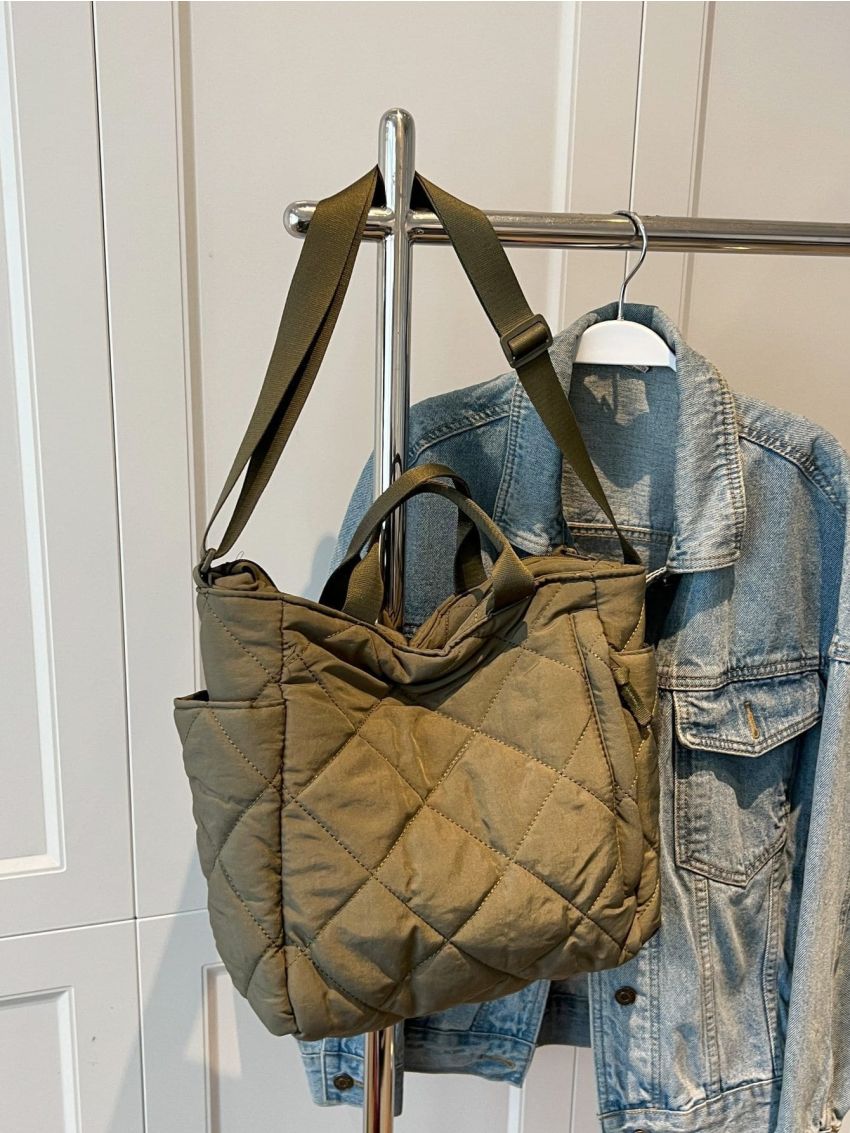 Quilted Detail Top Handle Bag