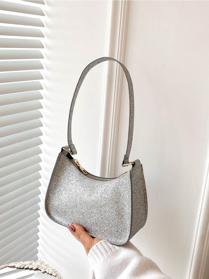 Mini Glitter Zipper Hobo Bag