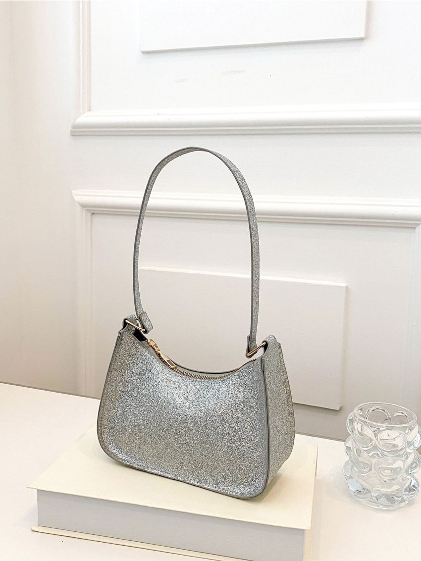Mini Glitter Zipper Hobo Bag