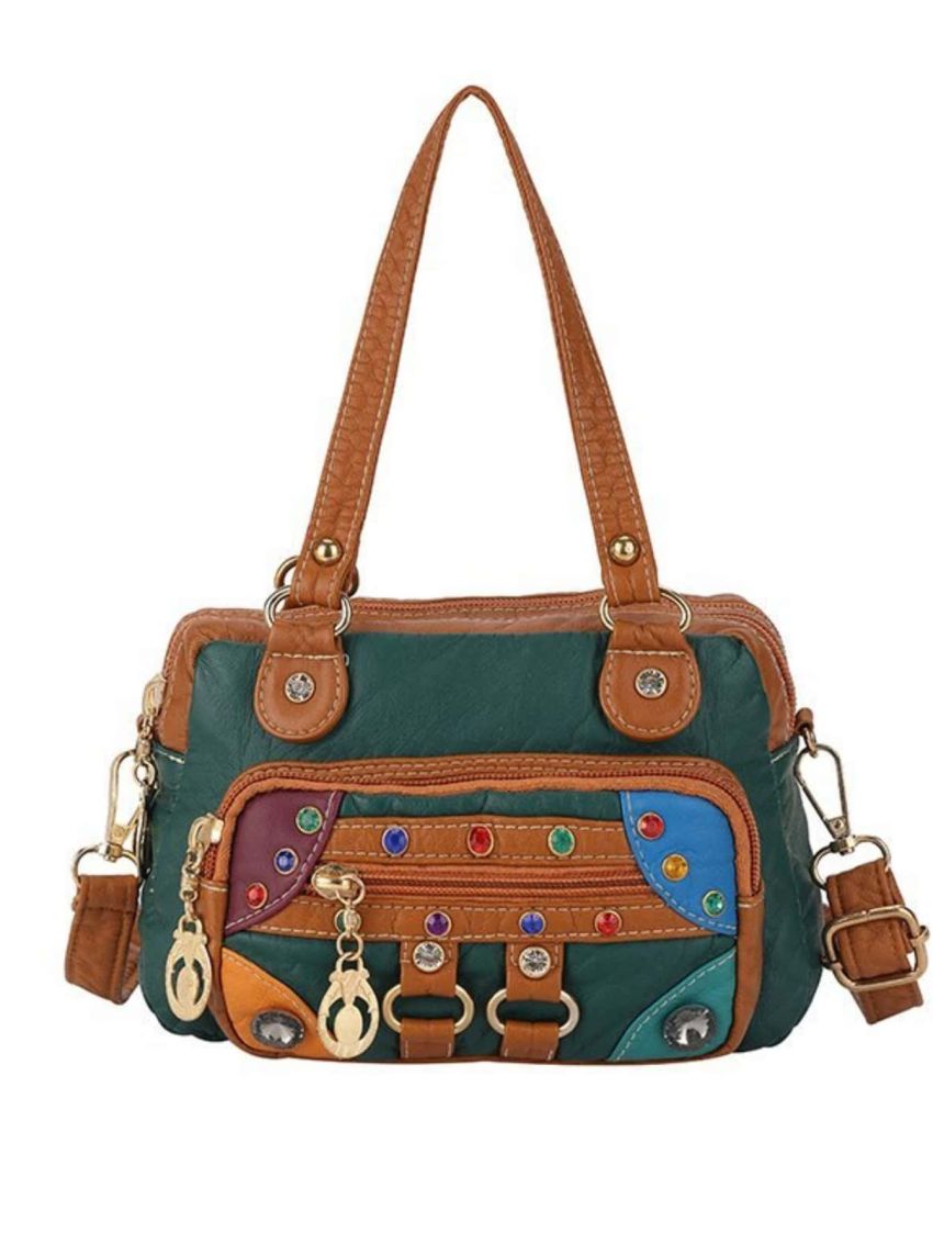 Mini Rhinestone & Studded Decor Square Bag