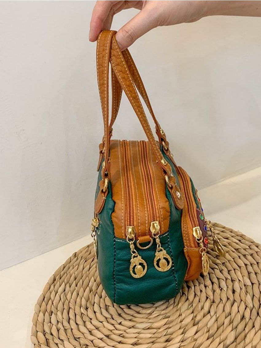 Mini Rhinestone & Studded Decor Square Bag