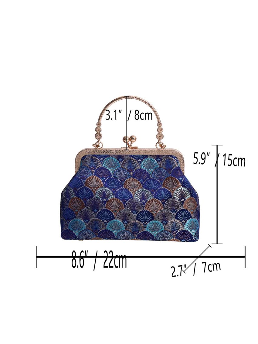 Geometric Pattern Kiss Lock Chain Satchel Bag