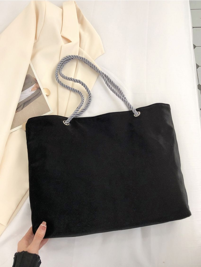 Snap Button Shoulder Tote Bag