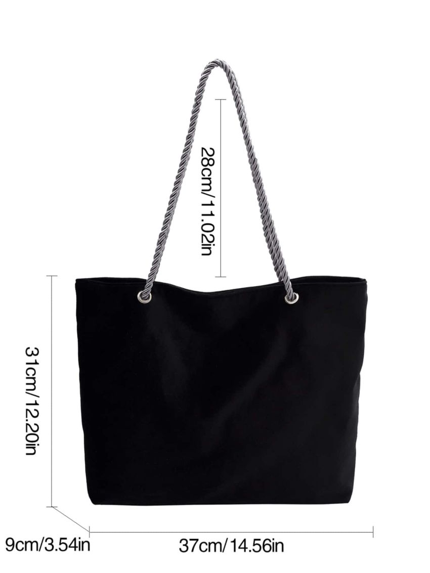 Snap Button Shoulder Tote Bag