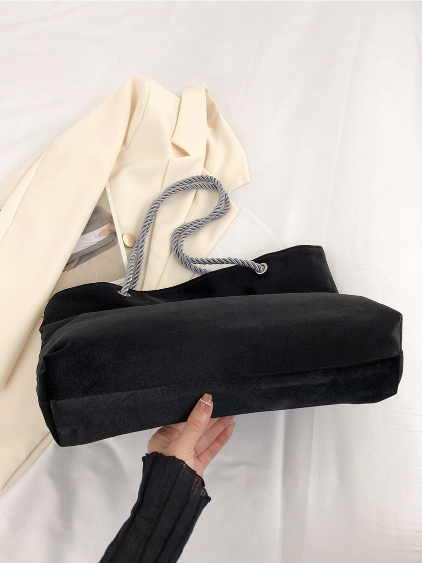 Snap Button Shoulder Tote Bag