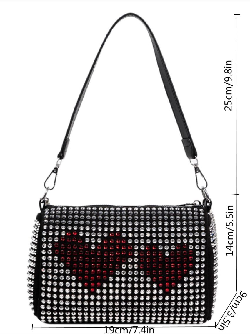 Heart Pattern Studded Square Bag