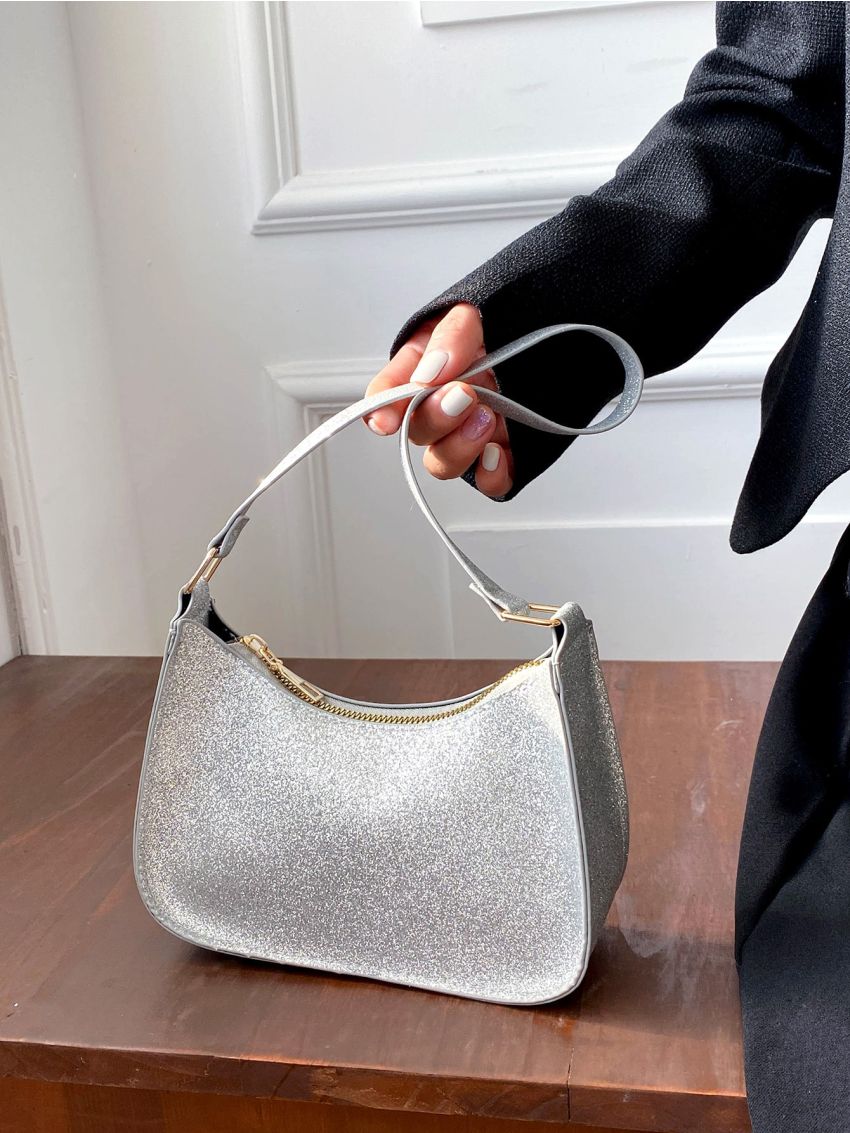 Mini Glitter Zipper Hobo Bag