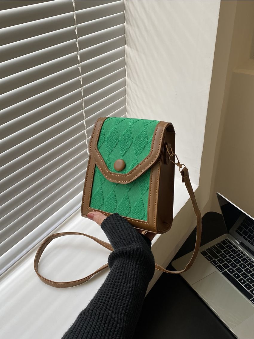 Mini Two Tone Snap Button Square Bag