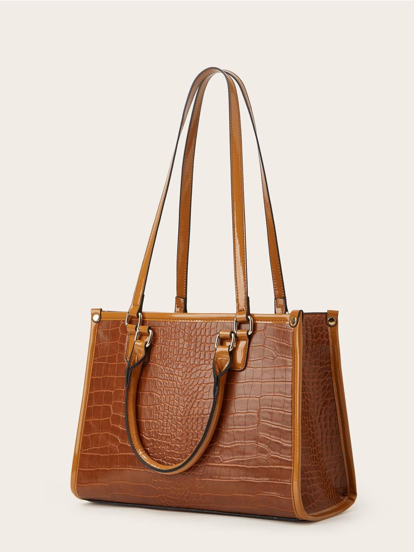 Geometric Embossed Tote Bag, Best Work Bag For Women