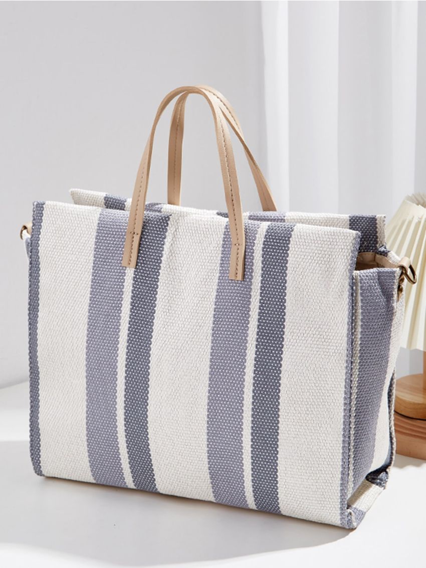 Striped Pattern Top Handle Bag