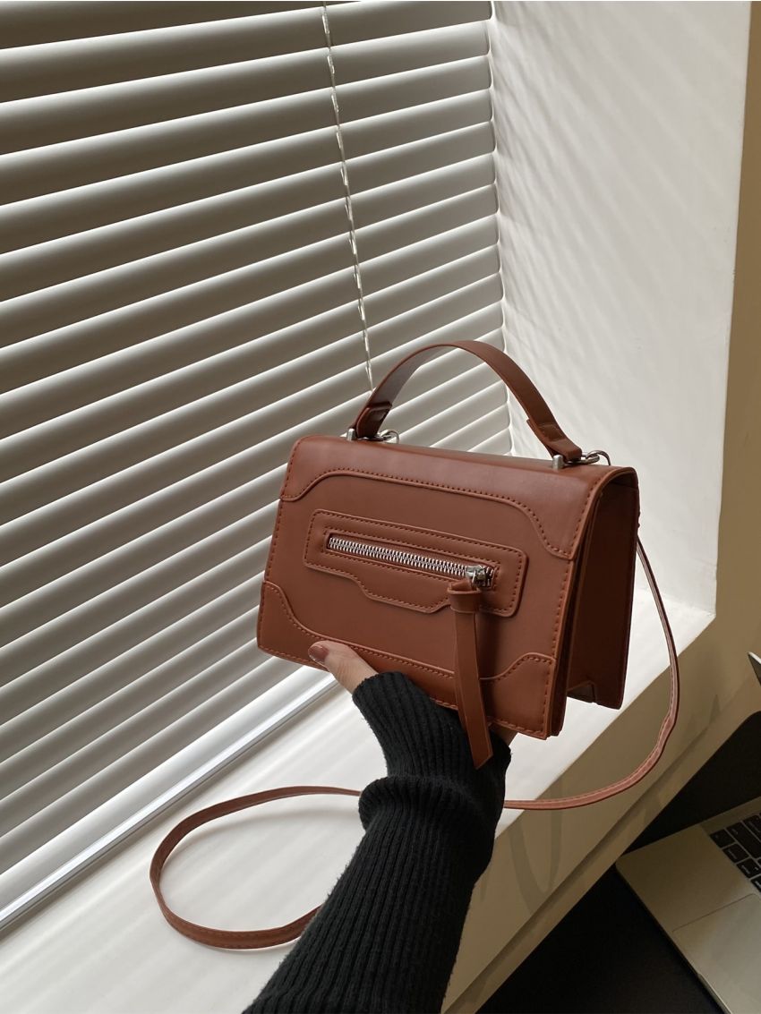 Mini Zipper Detail Square Bag