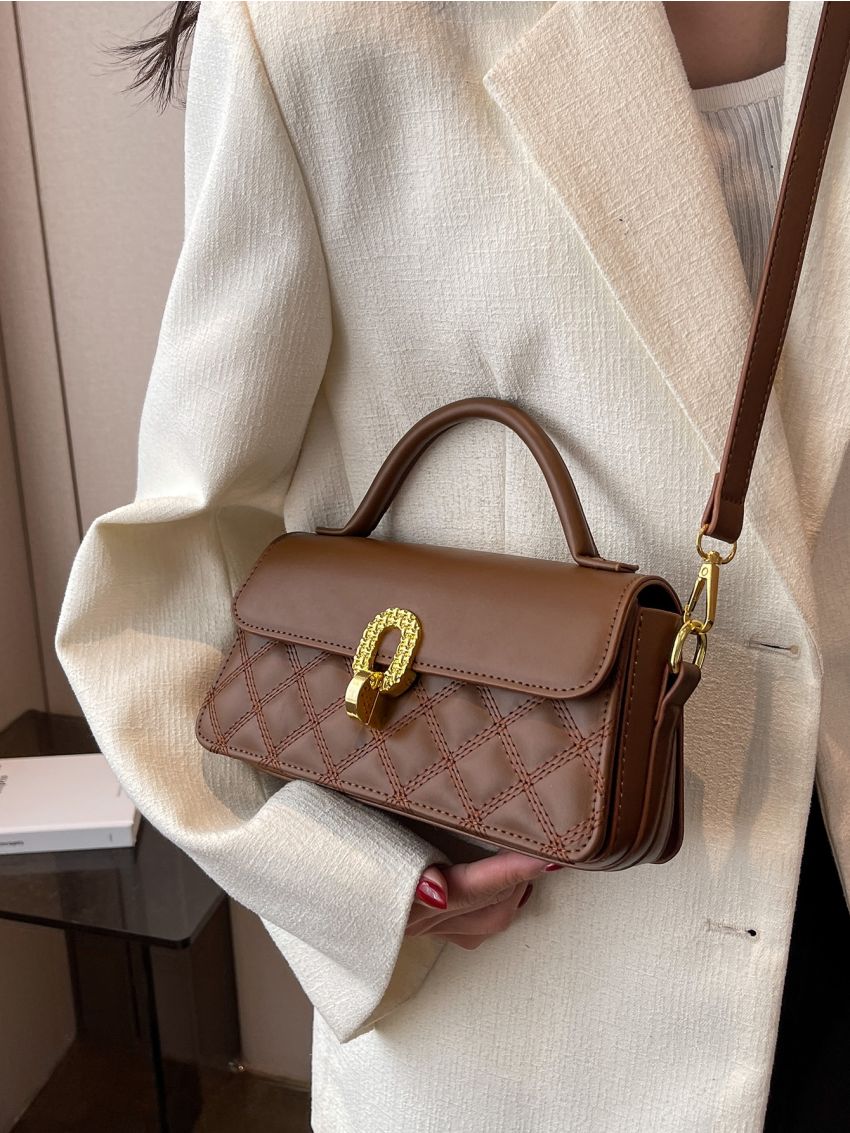 Quilted Detail Flap Square Bag