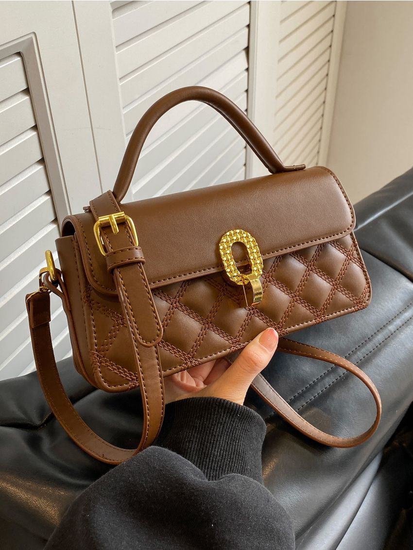Quilted Detail Flap Square Bag