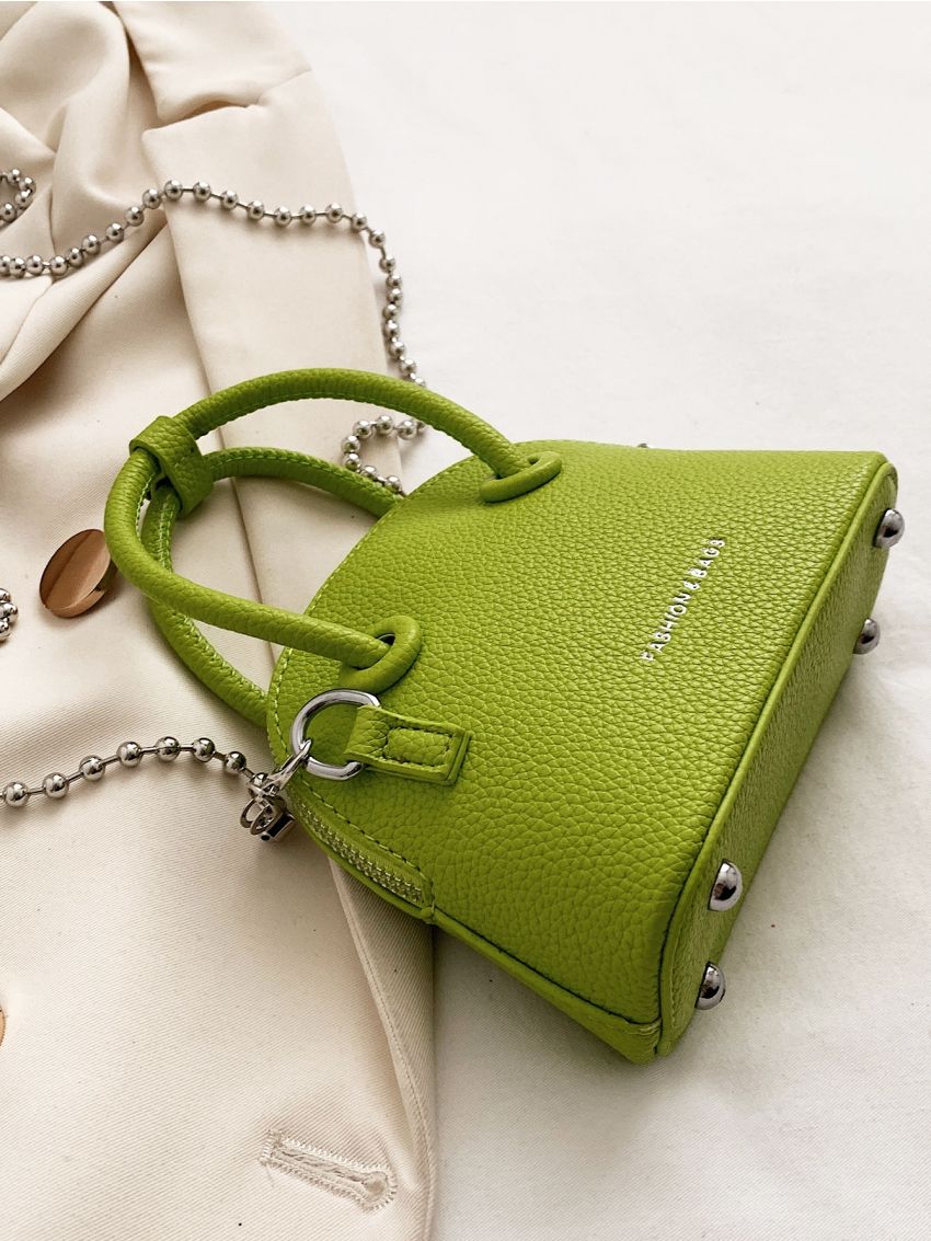 Mini Neon Green Litchi Embossed Dome Bag