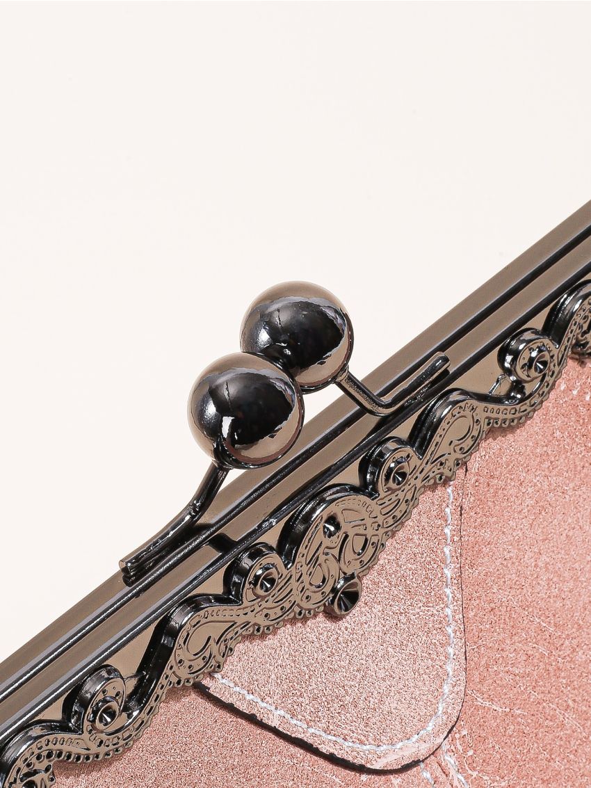 Stitch Detail Kiss Lock Shoulder Bag