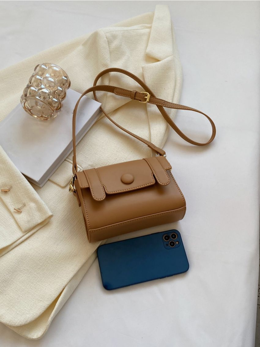 Mini Button Decor Flap Square Bag