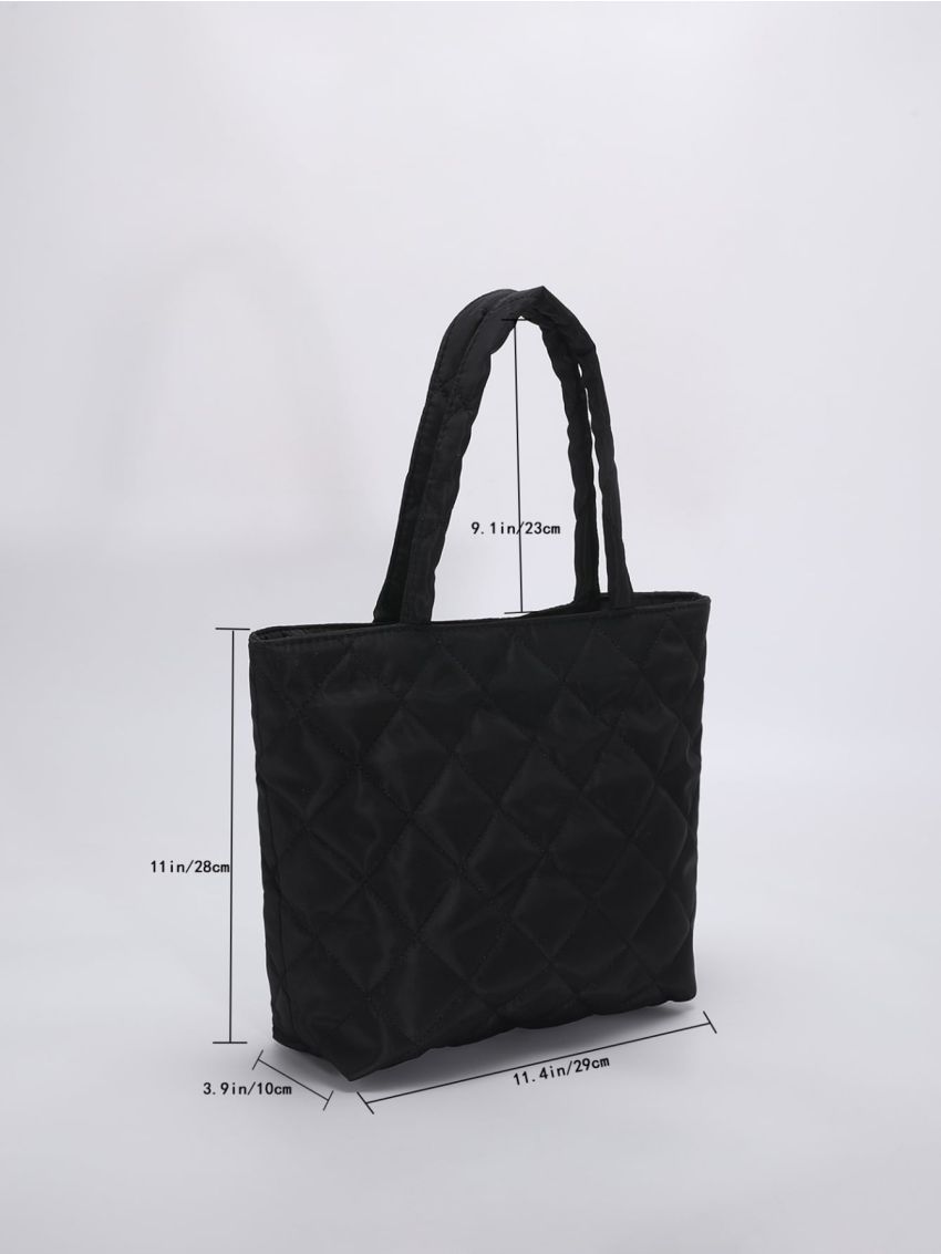 Quilted Detail Snap Button Square Bag