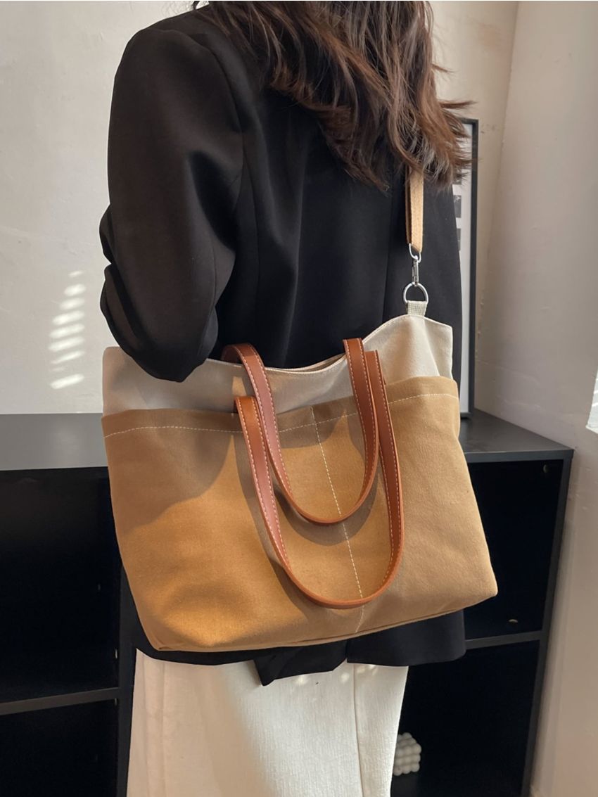 Two Tone Shoulder Tote Bag