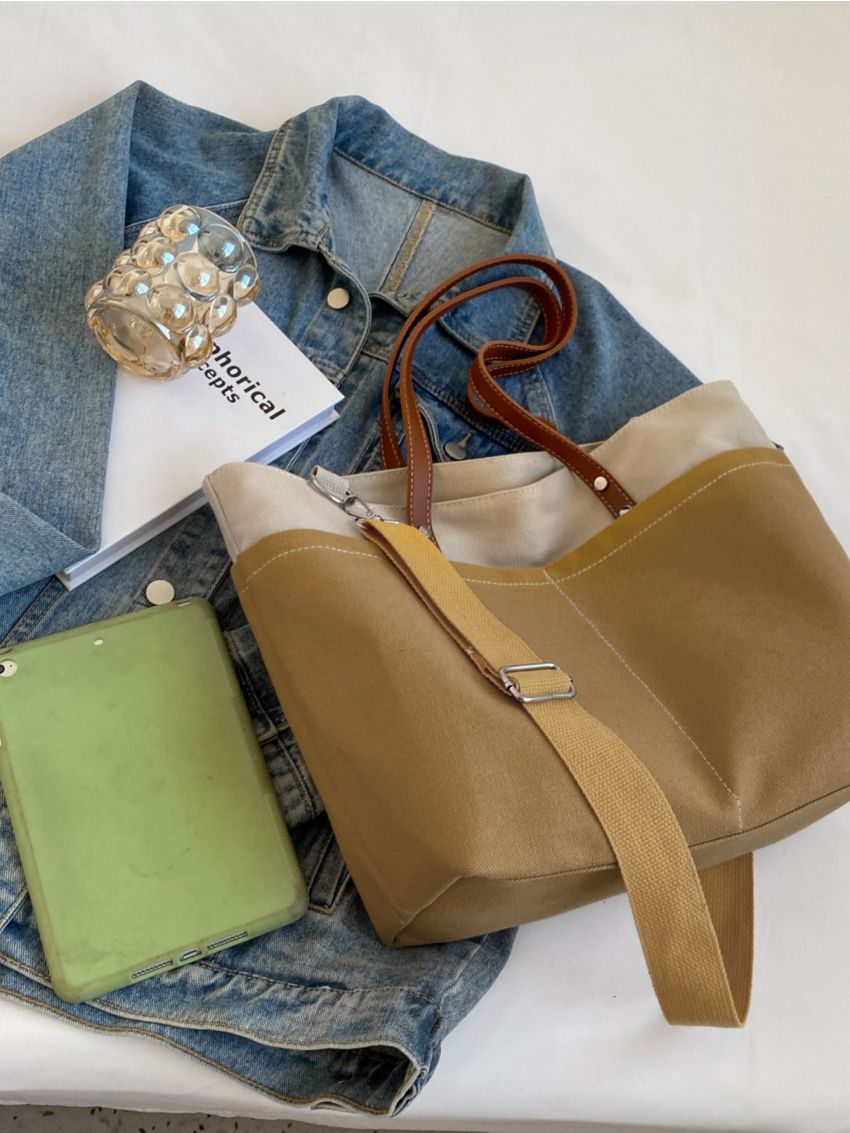 Two Tone Shoulder Tote Bag