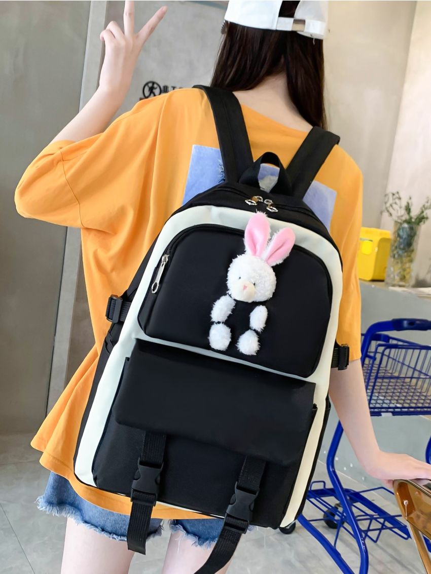 4pcs Rabbit Decor Functional Backpack Set