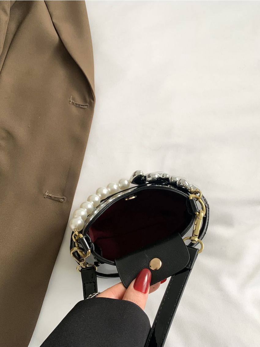 Mini Faux Pearl Decor Square Bag