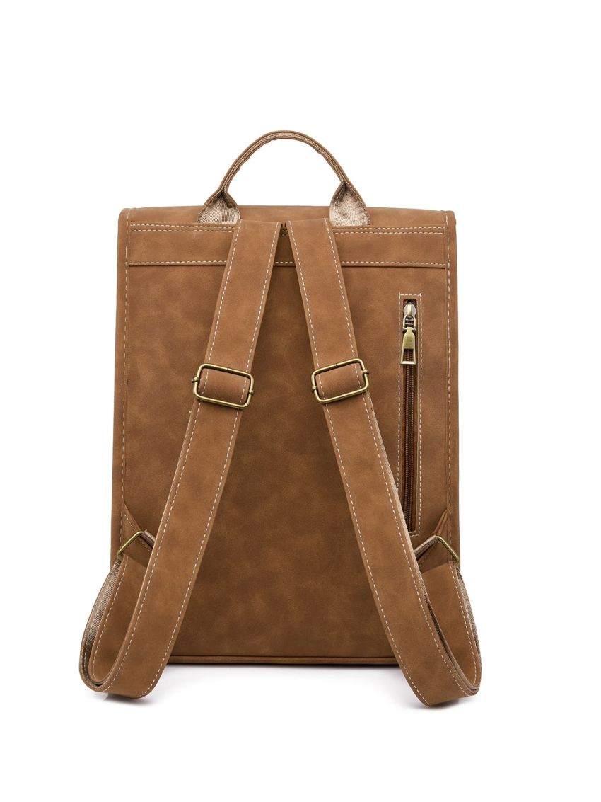 Metal Decor Flap Backpack