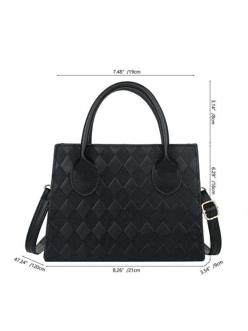 Argyle Embossed Double Handle Square Bag