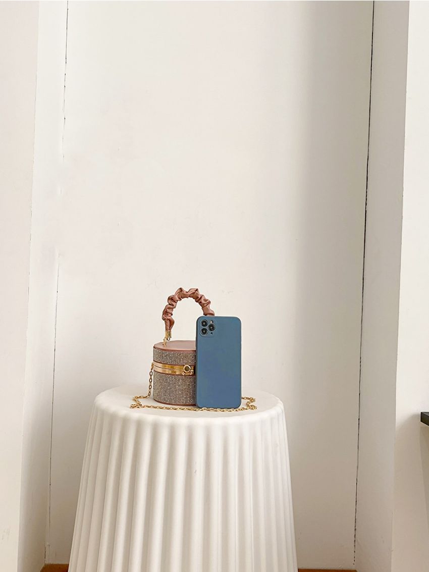 Mini Rhinestone Decor Bucket Bag