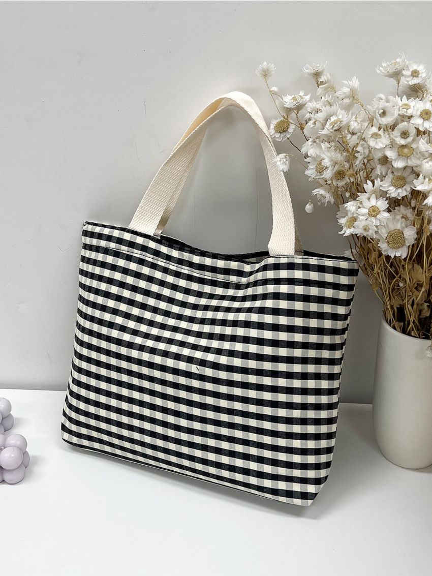 Gingham Pattern Shopper Bag
